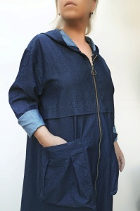 Jacheta lunga casual din Denim Monica - Img 3