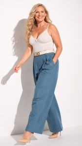 Blugi uni, wide leg, Cristina - Img 3