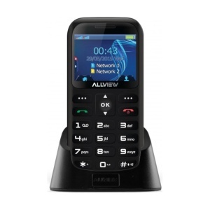 Telefon Allview D2 Senior, negru, vedere din față