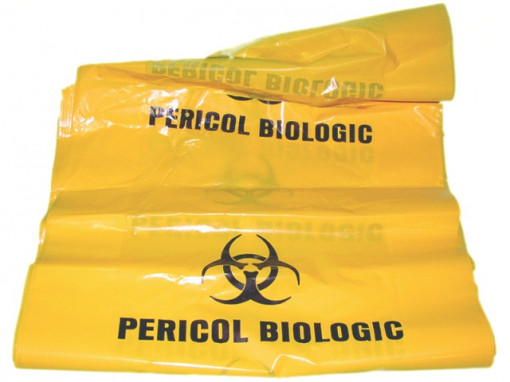 Saci polietilena "Pericol Biologic" 700x1000x0.05mm, 120 litri