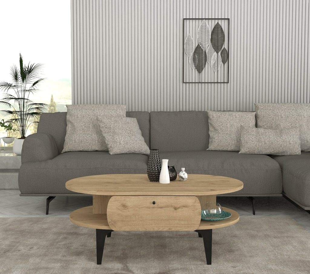 , 1, Masă de cafea Oval Harmony UnicUtil într-un decor de living modern