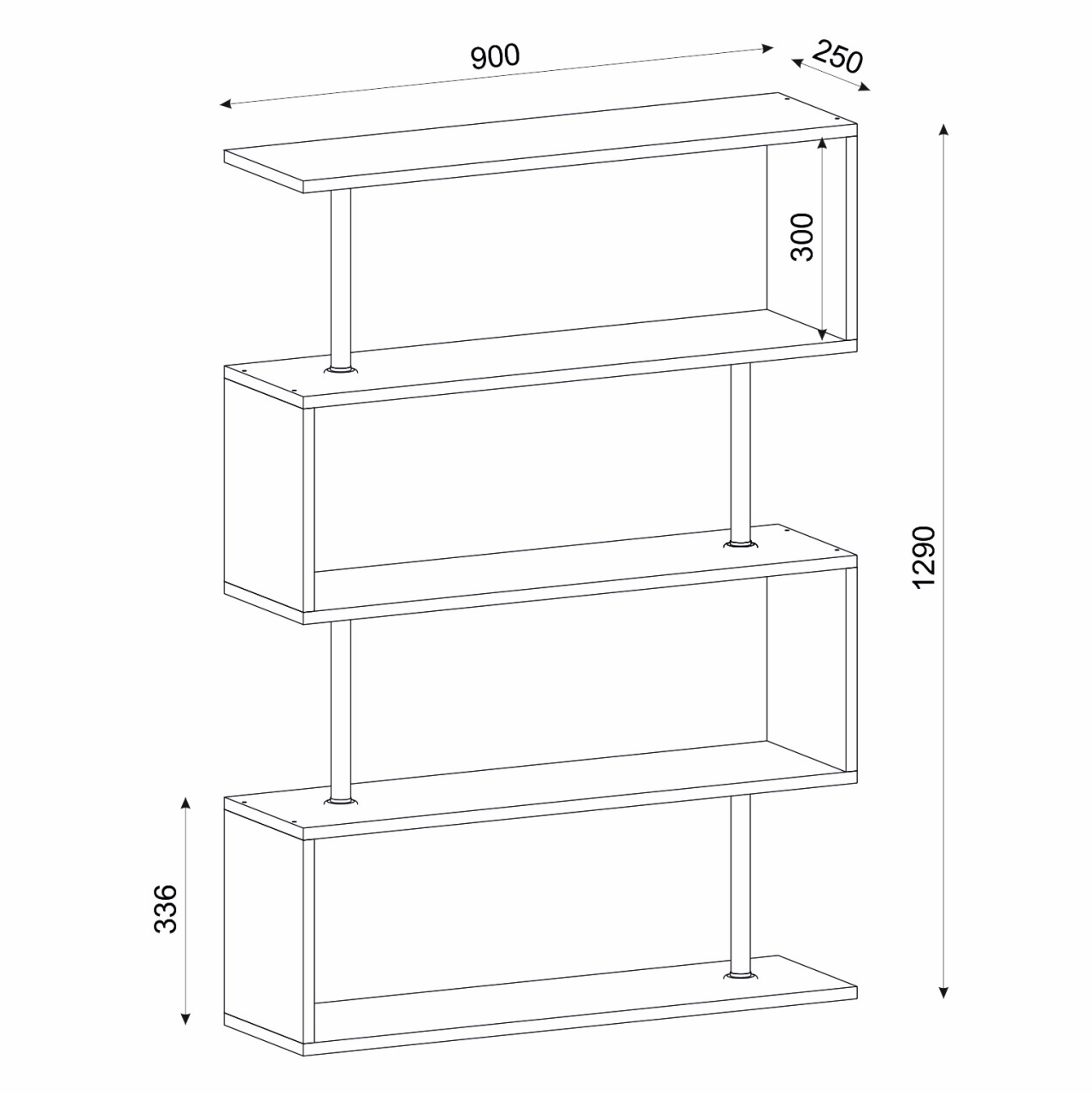Biblioteca, Geometric Haven, UnicUtil, 90 x 25 x 129 cm, Alb - imagine 9