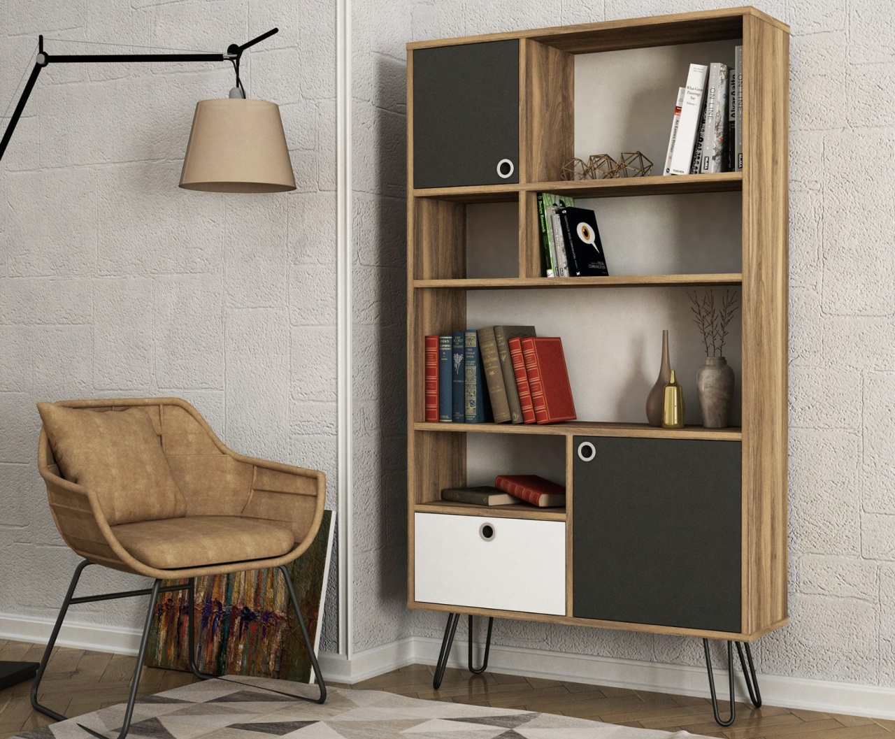 Biblioteca, Style Hub, UnicUtil, 90 x 25 x 160 cm, Nuc - imagine 3