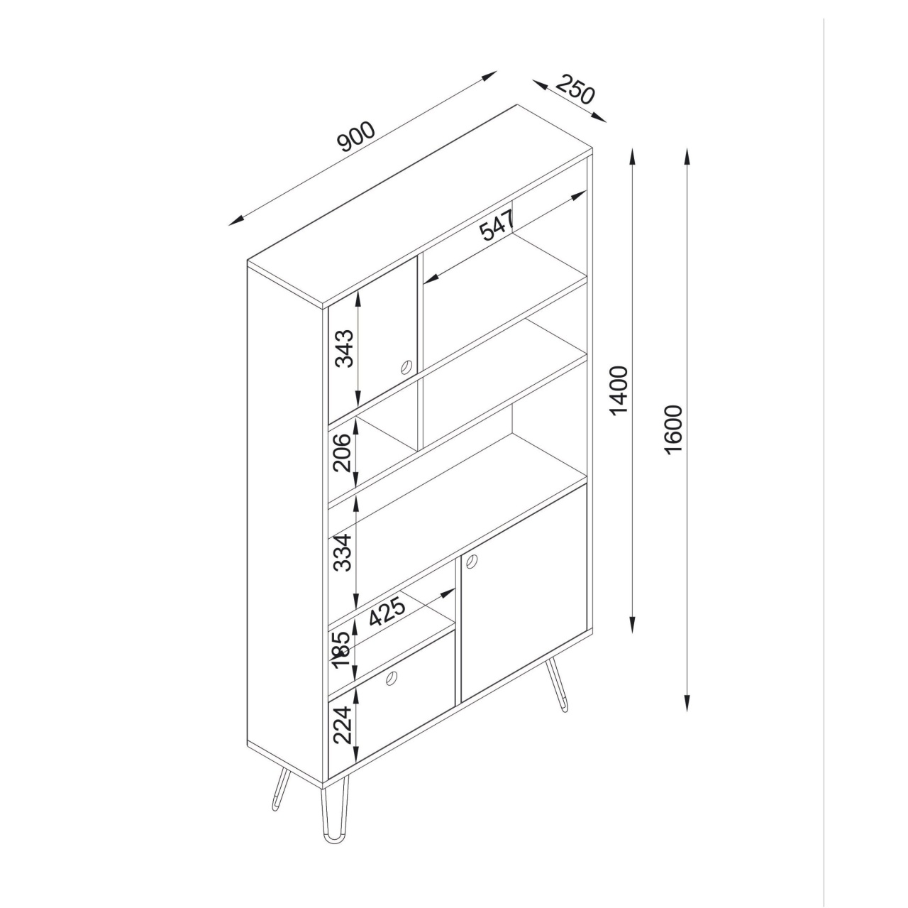 Biblioteca, Style Hub, UnicUtil, 90 x 25 x 160 cm, Nuc - imagine 2