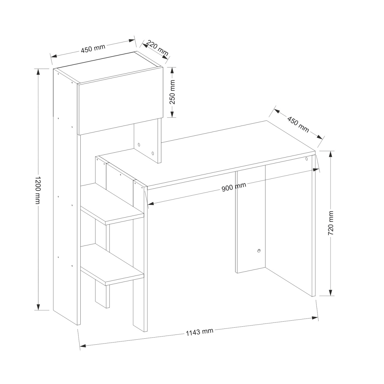 Birou, Clear Space, UnicUtil, 114.3 x 45 x 120 cm, Alb și Maro - imagine 9