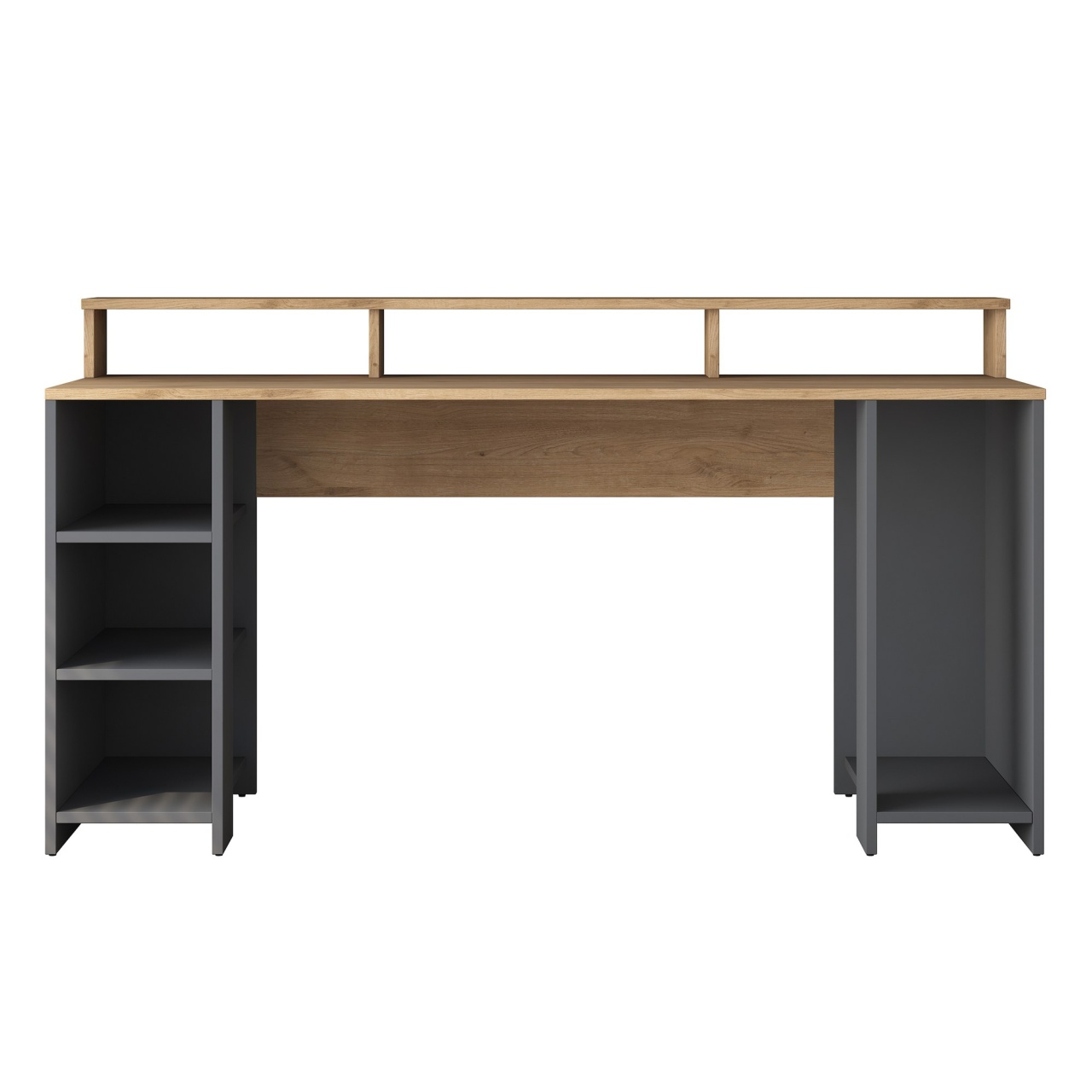 Birou de studiu, Ha110 2629, UnicUtil, Nuc-Antracit, Lățime: 160 cm, Înălțime: 89,5, cm Adâncime: 55 cm - view 6
