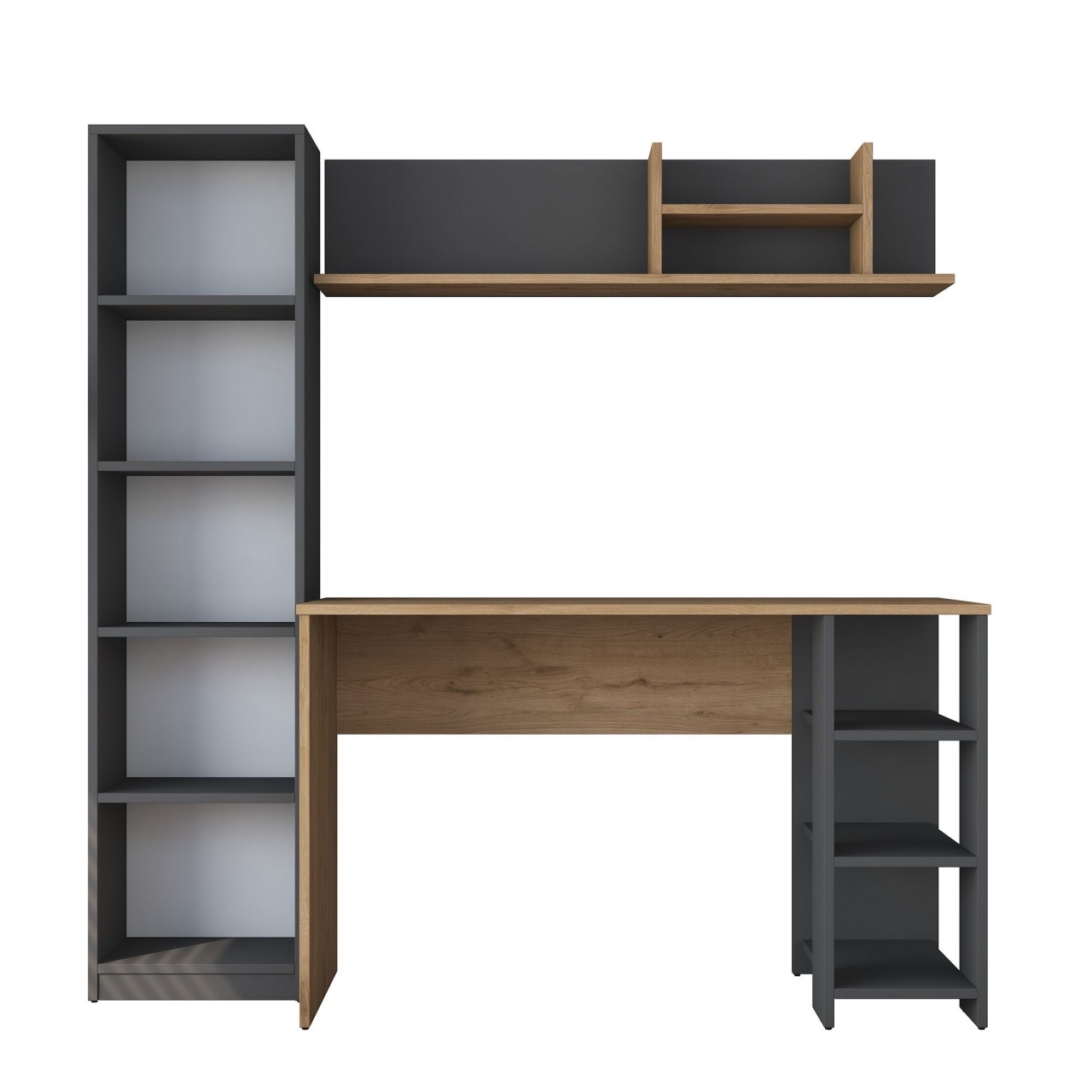 Birou de studiu și raft de cărți, Ha125 2699, UnicUtil, Nuc-Antracit, Birou: Lățime: 120 cm, Înălțime: 73,8 cm, Adâncime: 45 cm - view 9
