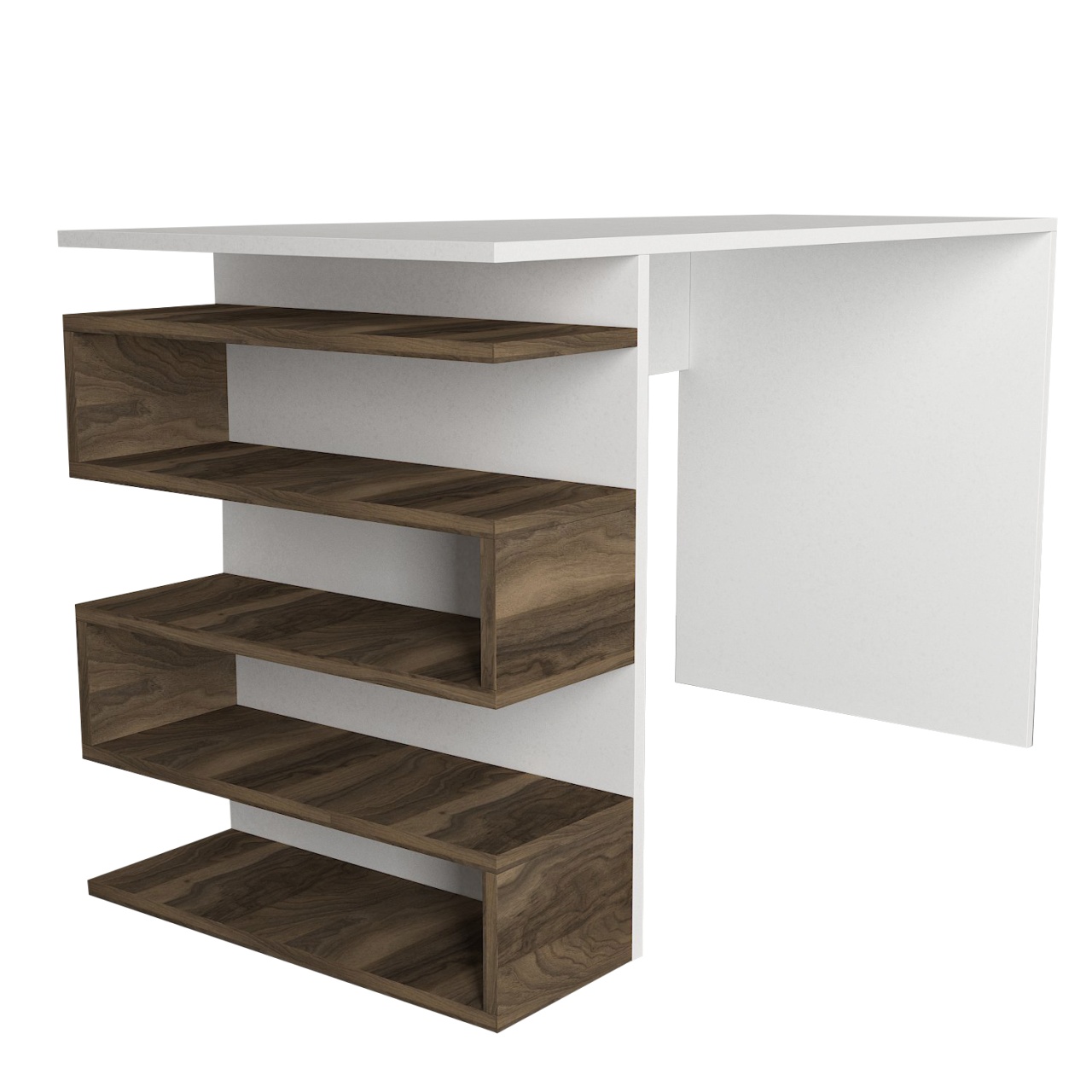 Birou, Modern BrownSpace, UnicUtil, 120 x 60 x 75 cm, Alb si Maro - imagine 6