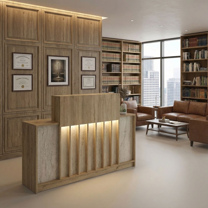 Birou recepție, Welcome Davis, UnicUtil, Bej-Travertin, 150 cm - imagine 3