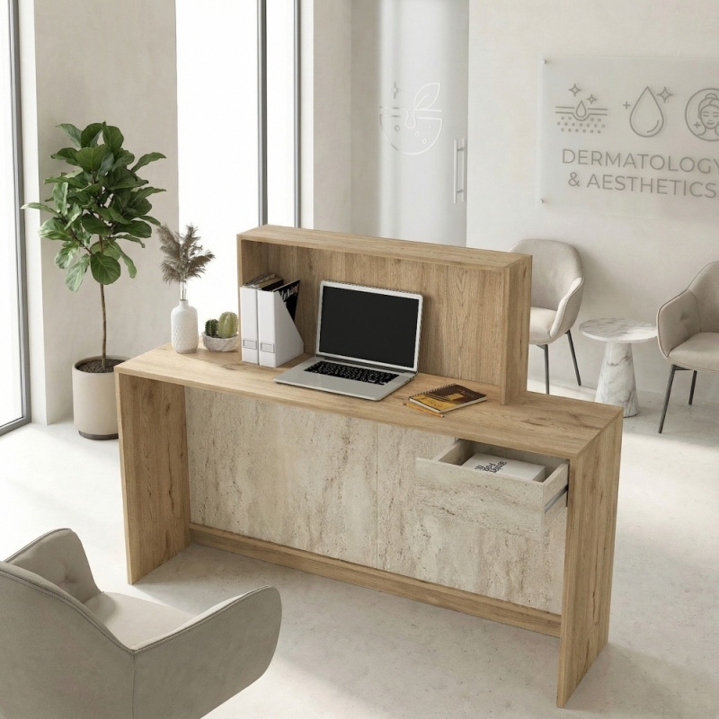 Birou recepție, Welcome Davis, UnicUtil, Bej-Travertin, 150 cm - imagine 6