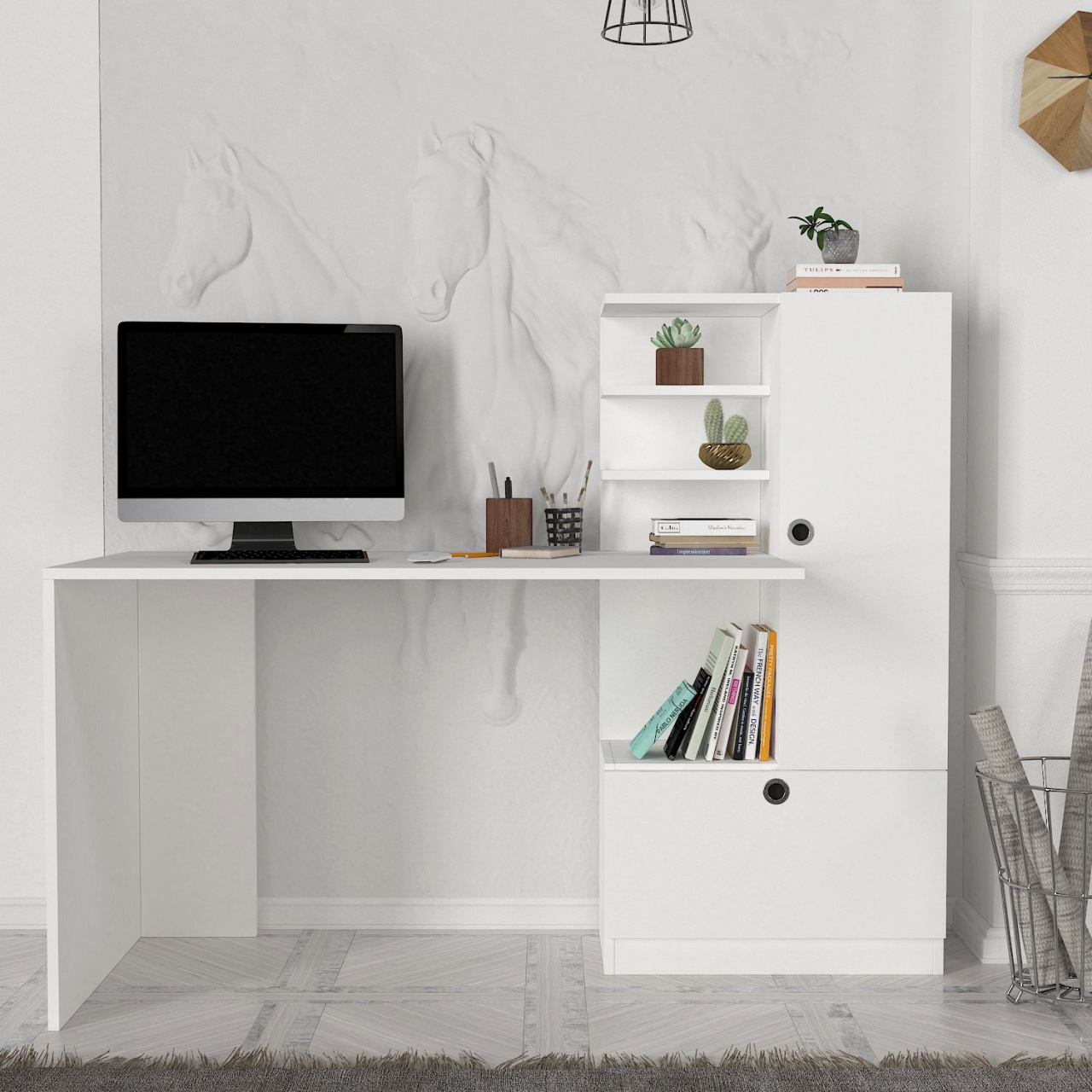 Birou, Smart Space, UnicUtil, 149.5 x 61.8 x 120 cm, Alb, UUDESK25