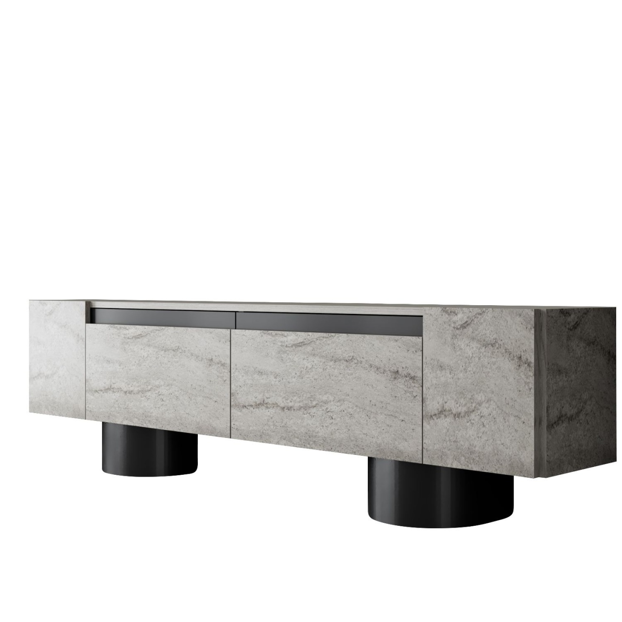 Comoda TV, Bohem Travertine, UnicUtil, Travertin-Negru, Lățime: 180 cm, Înălțime: 50 cm, Adâncime: 30 cm - view 6