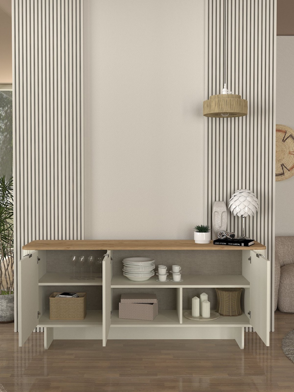 Comoda TV, Modern Accent, UnicUtil, Crem, UUCOM17 - 2 | YEO