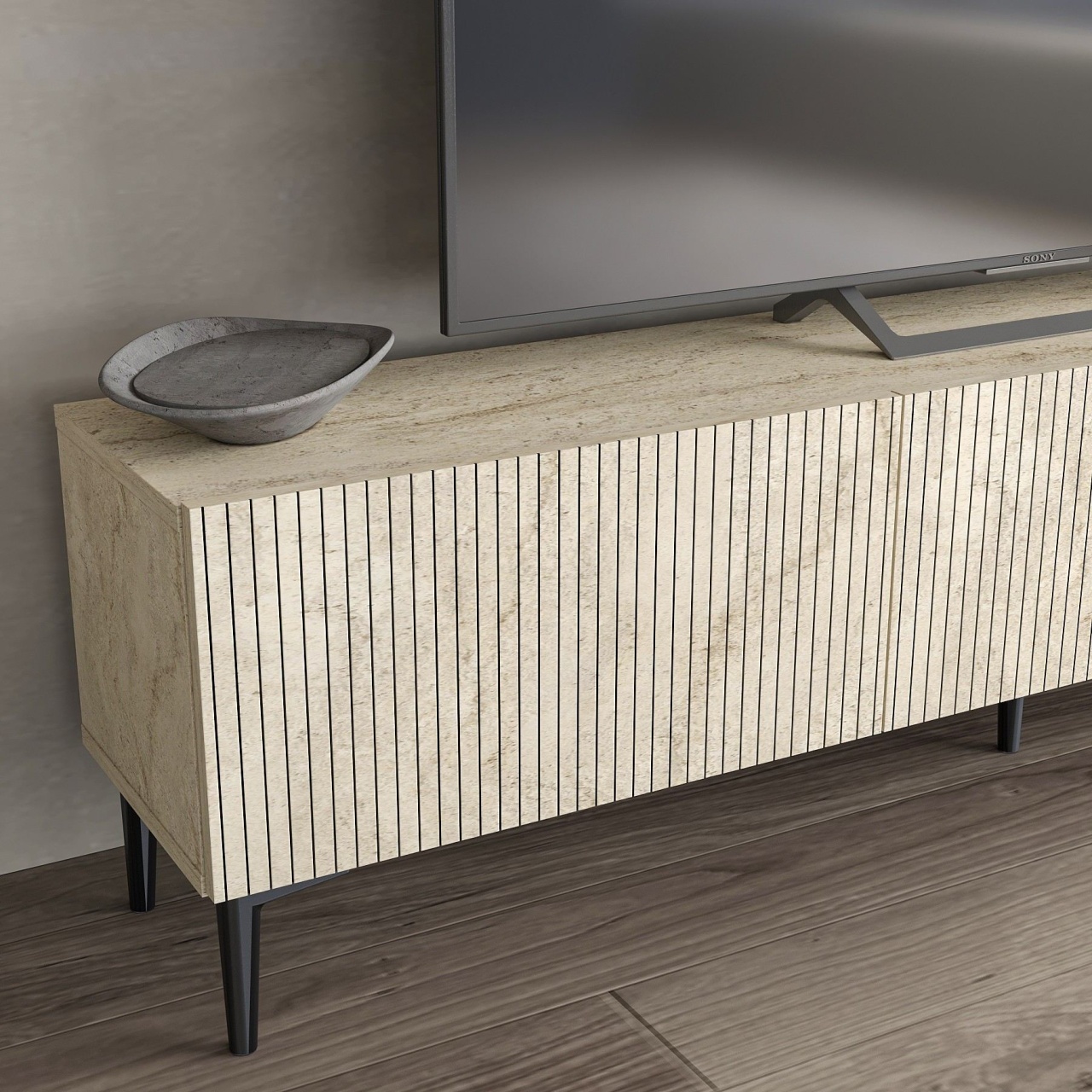 Comoda TV, Oscar Travertine, UnicUtil, Travertin, Lățime: 180 cm, Înălțime: 45 cm, Adâncime: 31,4 cm - view 4