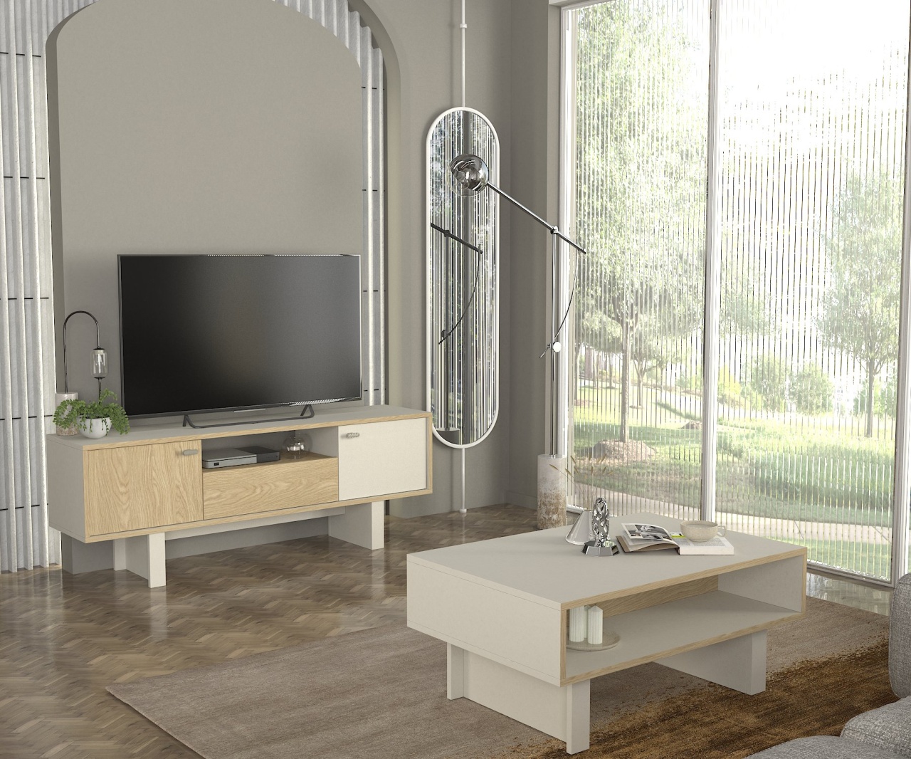 Comoda TV, Pure Style, UnicUtil, Crem - imagine 4