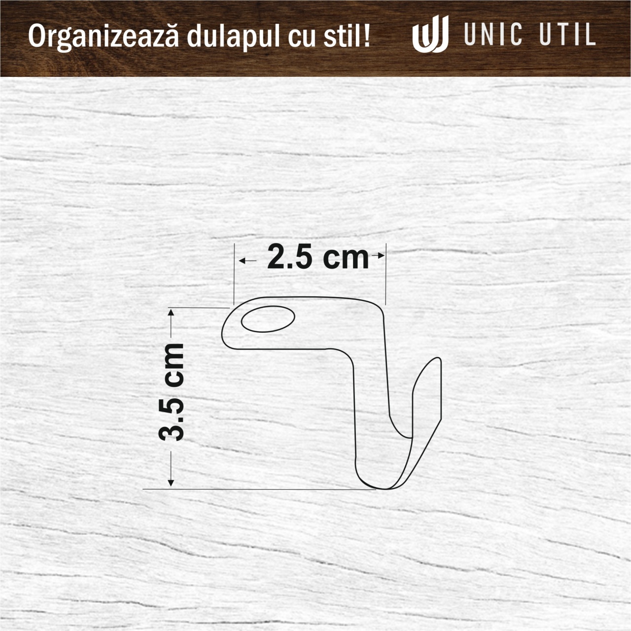 Conector tip carlig pentru umerase, Plastic, Alb, 1 bucata - imagine 6