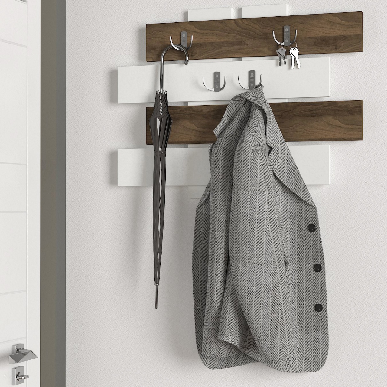 Cuier, Bold Hooks, UnicUtil, 80 x 60 cm, Alb-Maro - imagine 3
