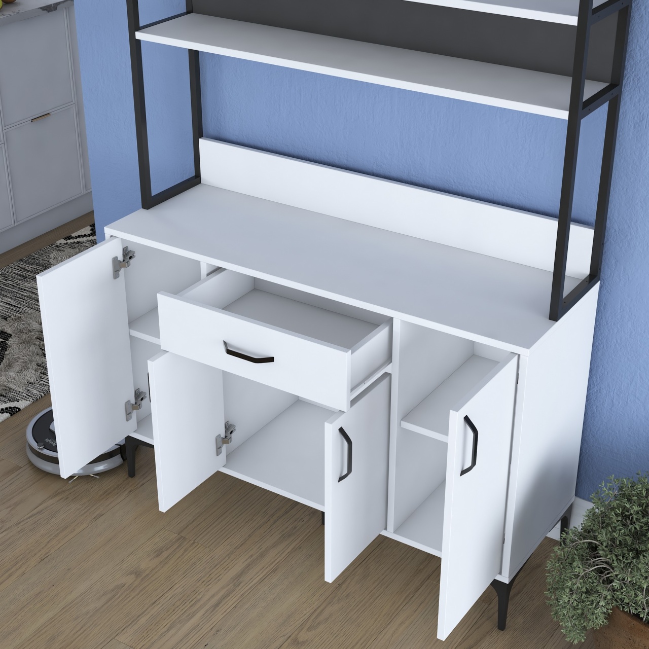 Dulap multifuncțional, Je130 2987, UnicUtil, Alb,Lățime: 120 cm, Înălțime: 183,6 cm, Adâncime: 40 cm - view 5