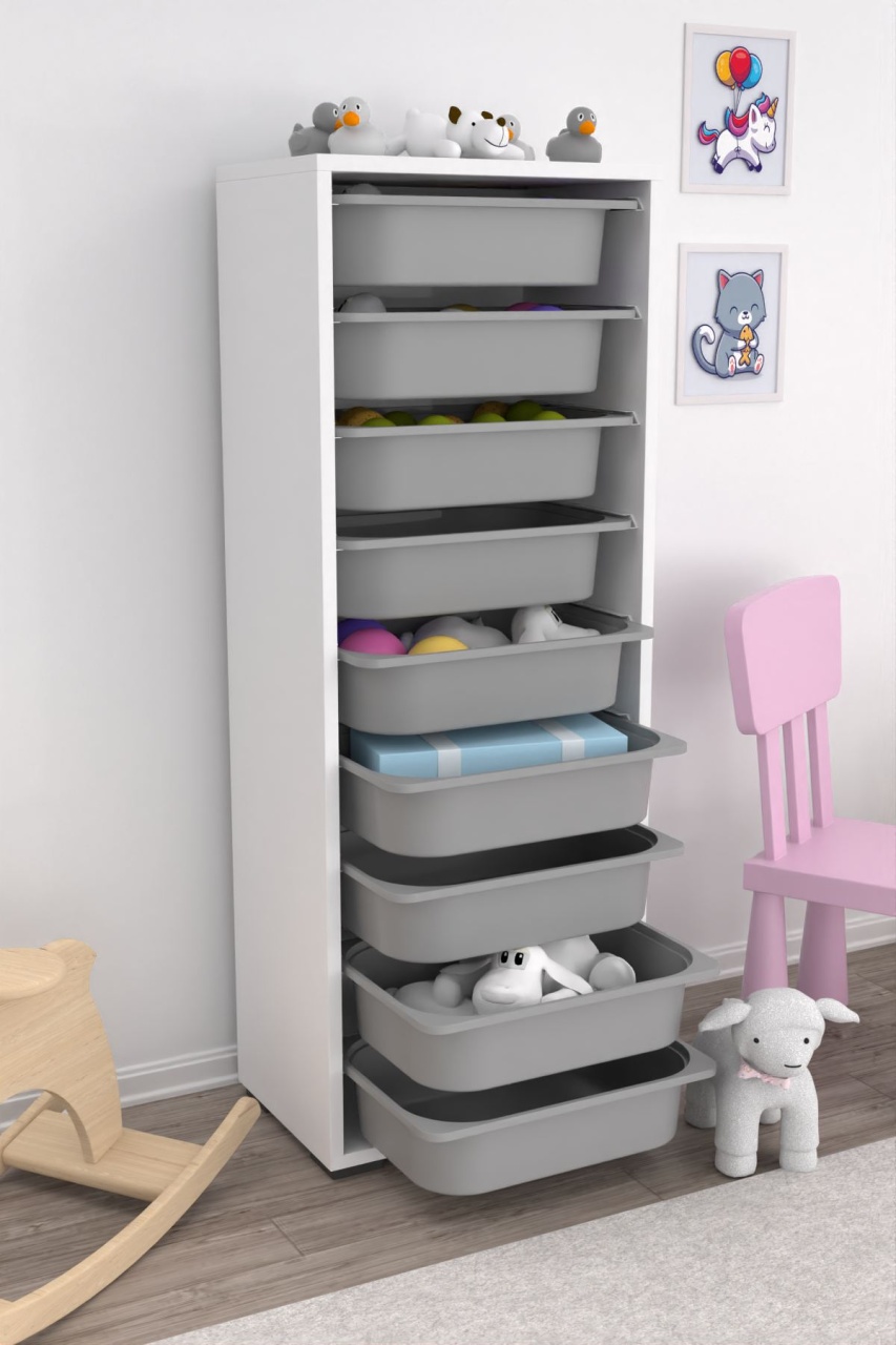 Dulap multifunctional, Shell ripple, UnicUtil, Culoarea Alb Gri