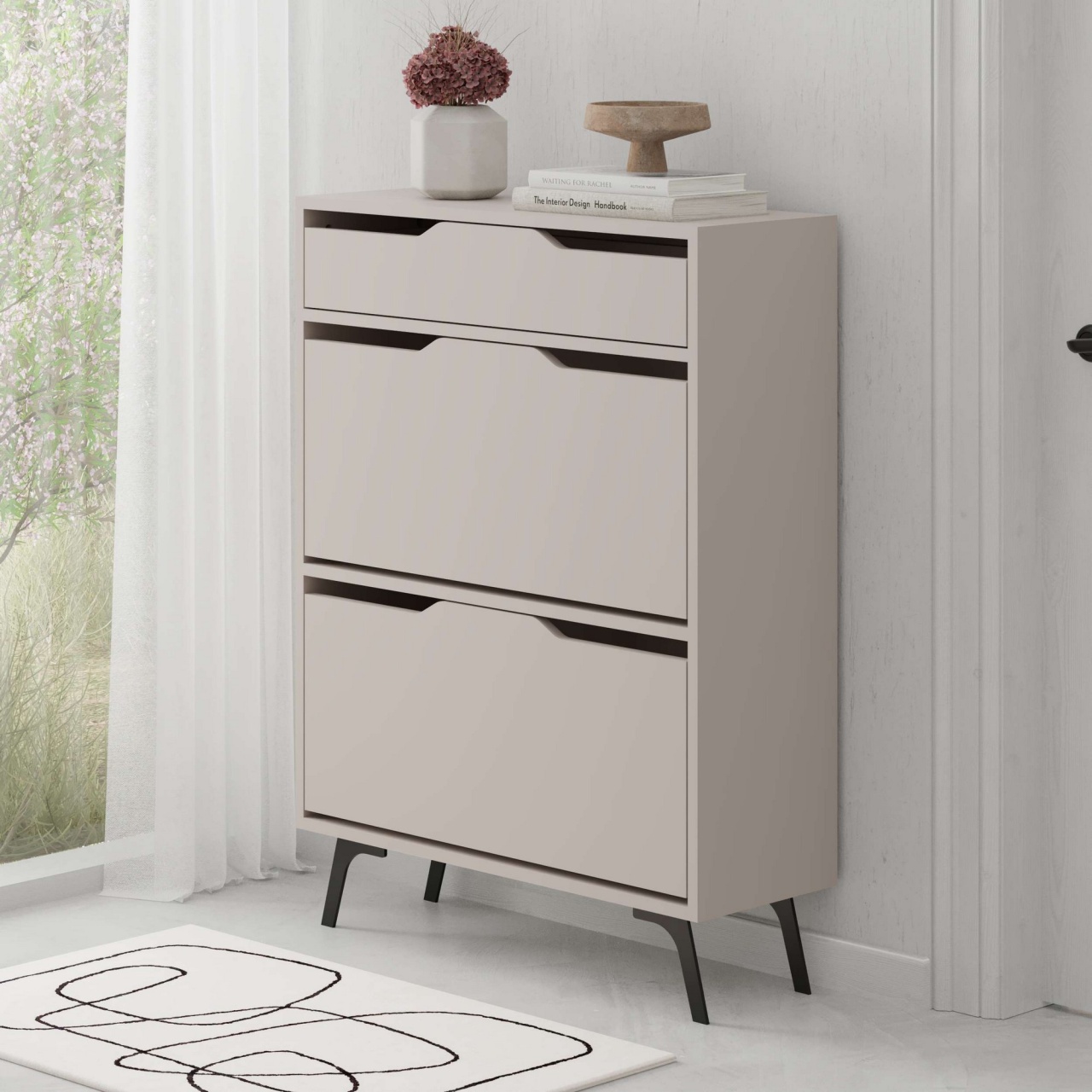 Dulap pentru pantofi, Astat Light, UnicUtil, Mocha deschisă, Lățime: 81,6 cm, Înălțime: 110 cm, Adâncime: 29,5 cm - view 5
