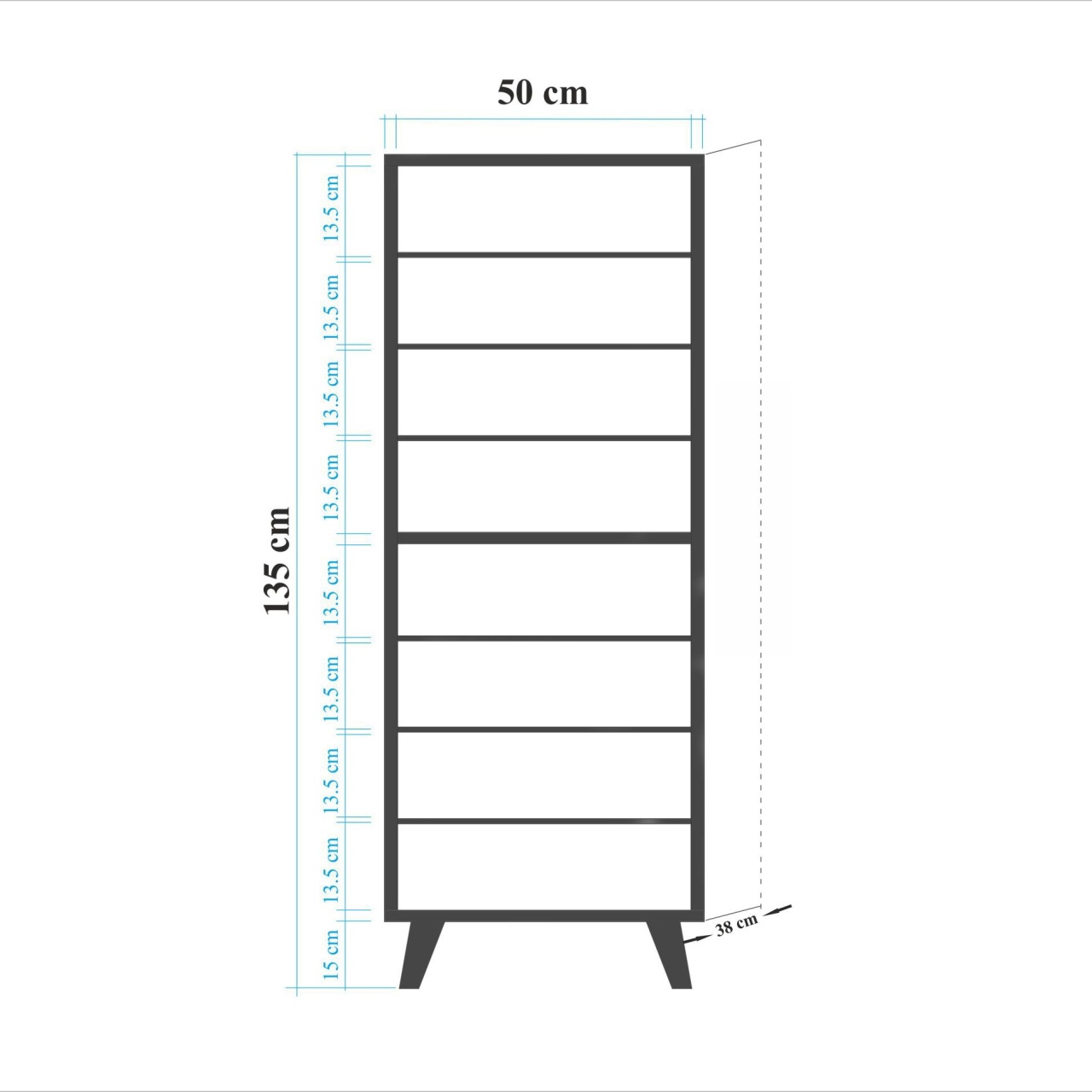 Dulap pentru pantofi, Filinta 729, UnicUtil, Stejarul Sonoma, Lățime: 50 cm, Înălțime: 135 cm, Adâncime: 38 cm - view 7