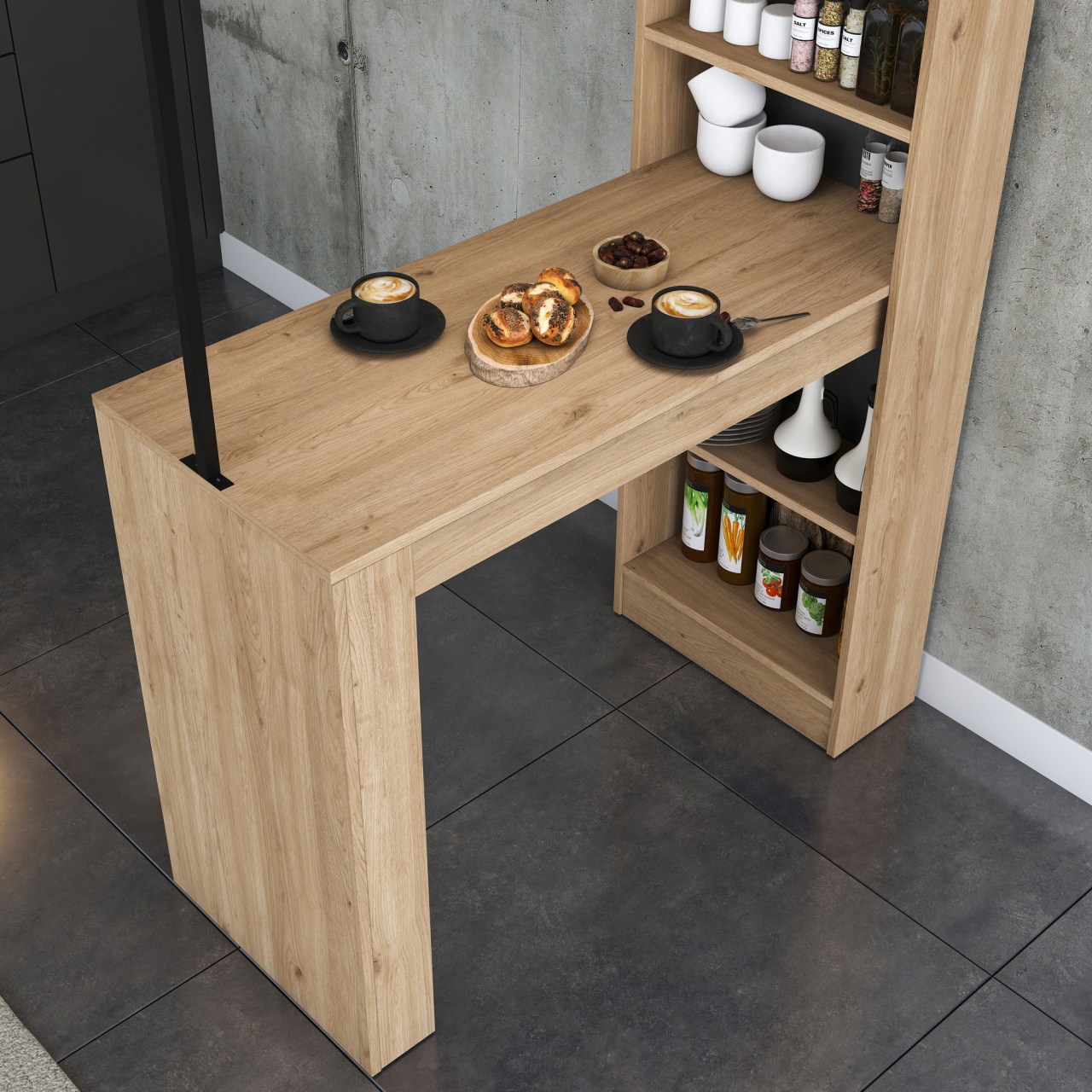 Masă de sufragerie, Ja117 3173, UnicUtil, Nuc-Negru, Lățime: 120 cm, Înălțime: 198,8 cm, Adâncime: 55,6 cm - imagine 4