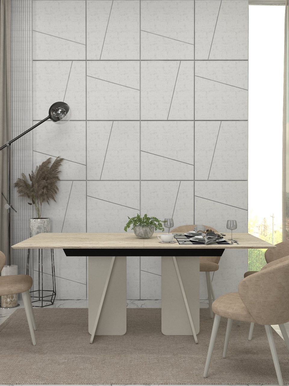 Masa dining, Premium Style, UnicUtil, Crem-Negru - imagine 4