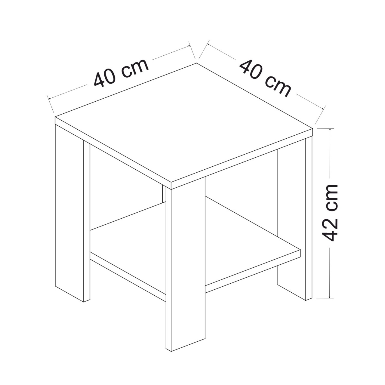 Masă laterală, Midi Yan, UnicUtil, Stejar Safir, Lățime: 40 cm, Înălțime: 40 cm, Adâncime: 42 cm - view 5
