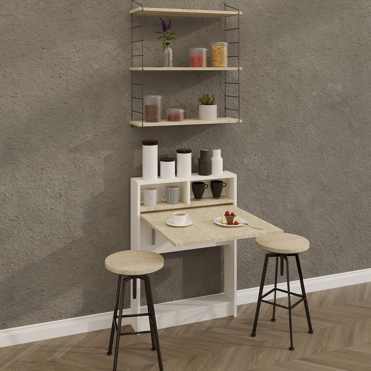 Masă pliabilă, Bracked Travertine, UnicUtil, Travertin, Lățime: 70 cm, Înălțime: 96 cm, Adâncime: 15 cm, 793ELG3810 - view 2