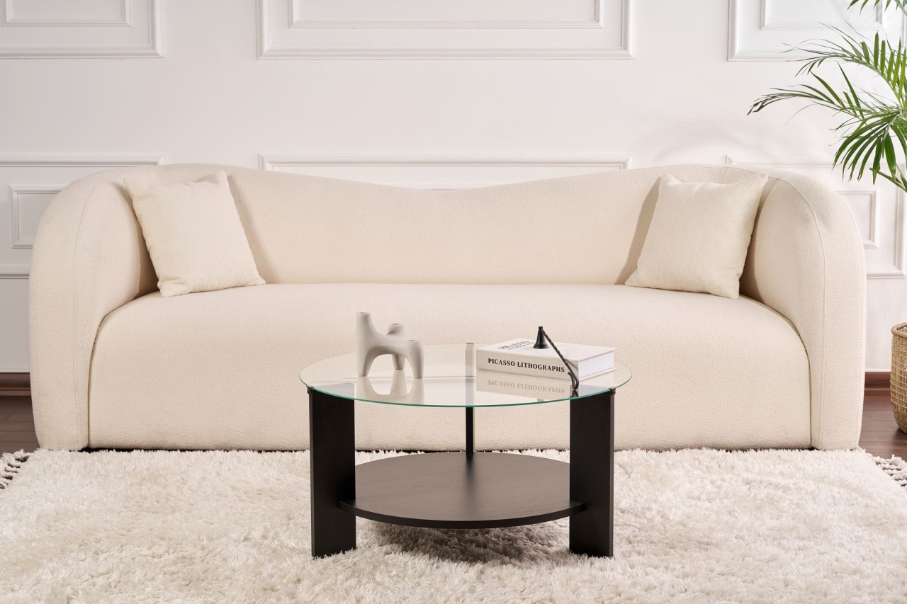 Măsuţă de cafea, Clara Wood, UnicUtil, Negru lemn-Transparent, Lățime: 75 cm, Înălțime: 40 cm, Adâncime: 75 cm - view 5