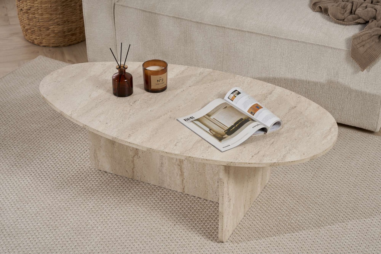 Măsuţă de cafea, Orba Travertine, UnicUtil, Travertin, Lățime: 120 cm, Înălțime: 40 cm, Adâncime: 65 cm - view 4