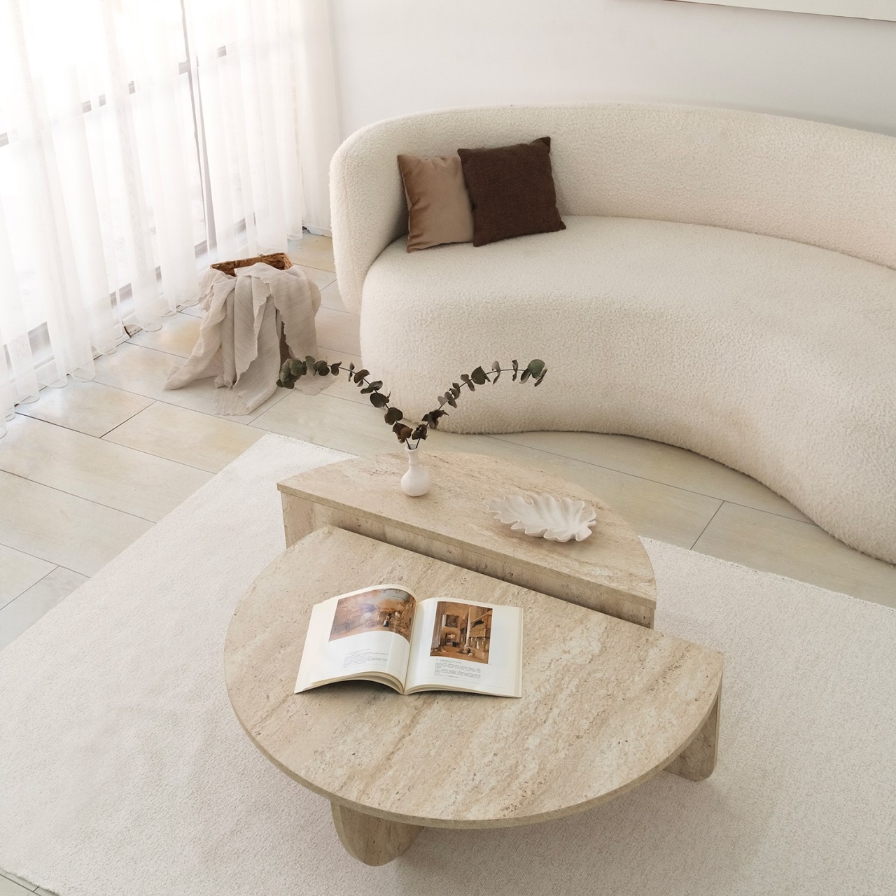 Măsuţă de cafea, Podium Design, UnicUtil, Travertin, Diametru: 90 cm, Înălțime: 35 cm - view 2