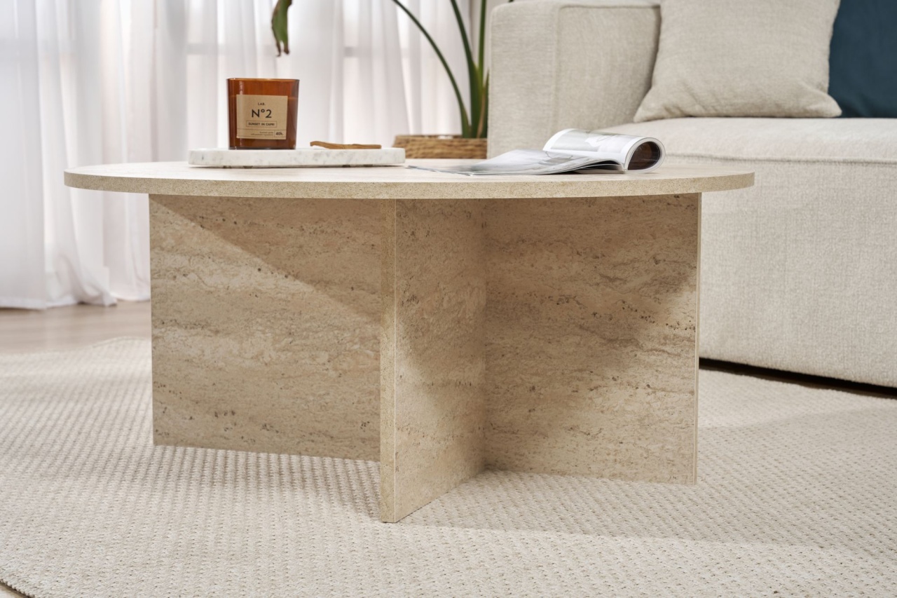 Măsuţă de cafea, Soleil Travertine, UnicUtil, Travertin, Lățime: 90 cm, Înălțime: 40 cm, Adâncime: 90 cm - view 7