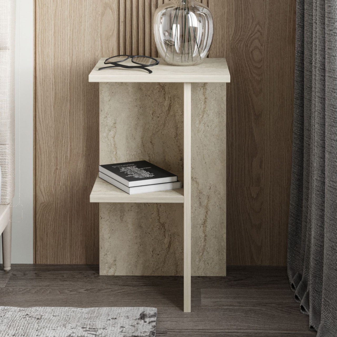 Noptieră, Leray Travertine, UnicUtil, Travertin, Lățime: 36 cm, Înălțime: 60 cm, Adâncime: 36 cm - view 3