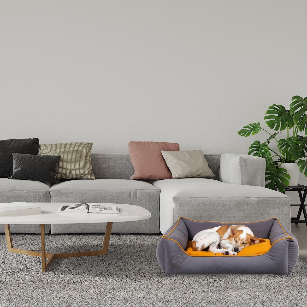 Pat animale companie, Peak dust, UnicUtil, Culoarea Gri Mustar