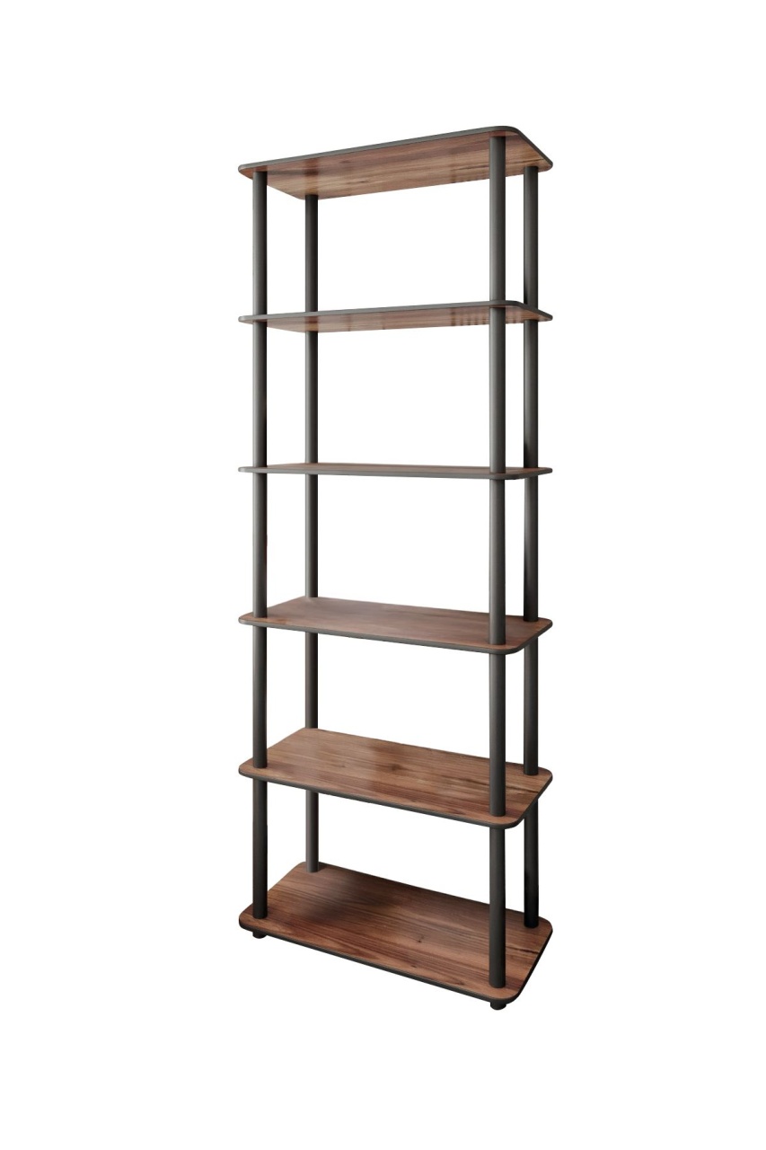 Raft de cărți, Bookcase 6, UnicUtil, Nuc, Lățime: 60 cm, Înălțime: 173 cm, Adâncime: 30 cm - view 4