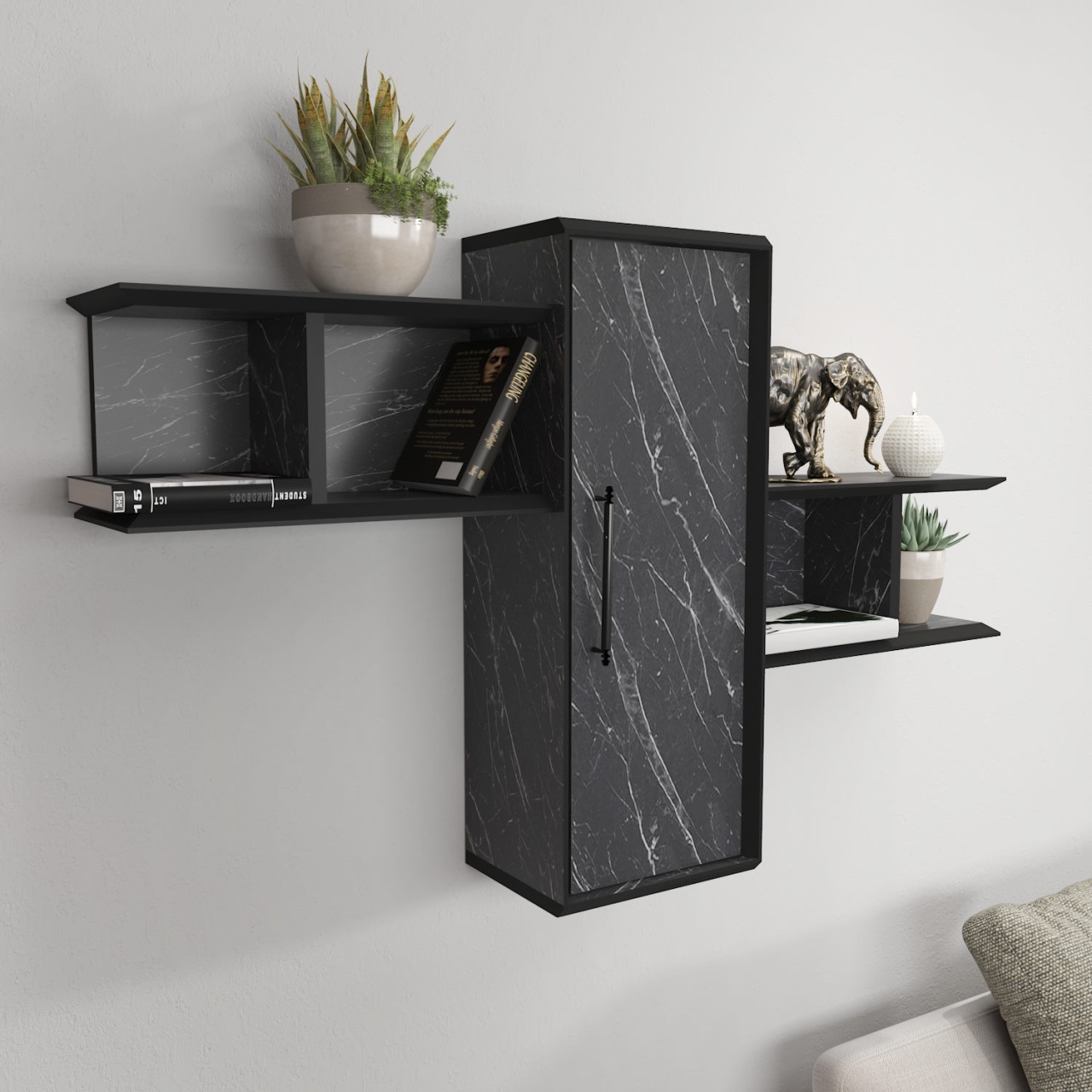 Rafturi perete, Classic Shelf, UnicUtil, 118 x 51 x 35 cm, Negru - 3 | YEO