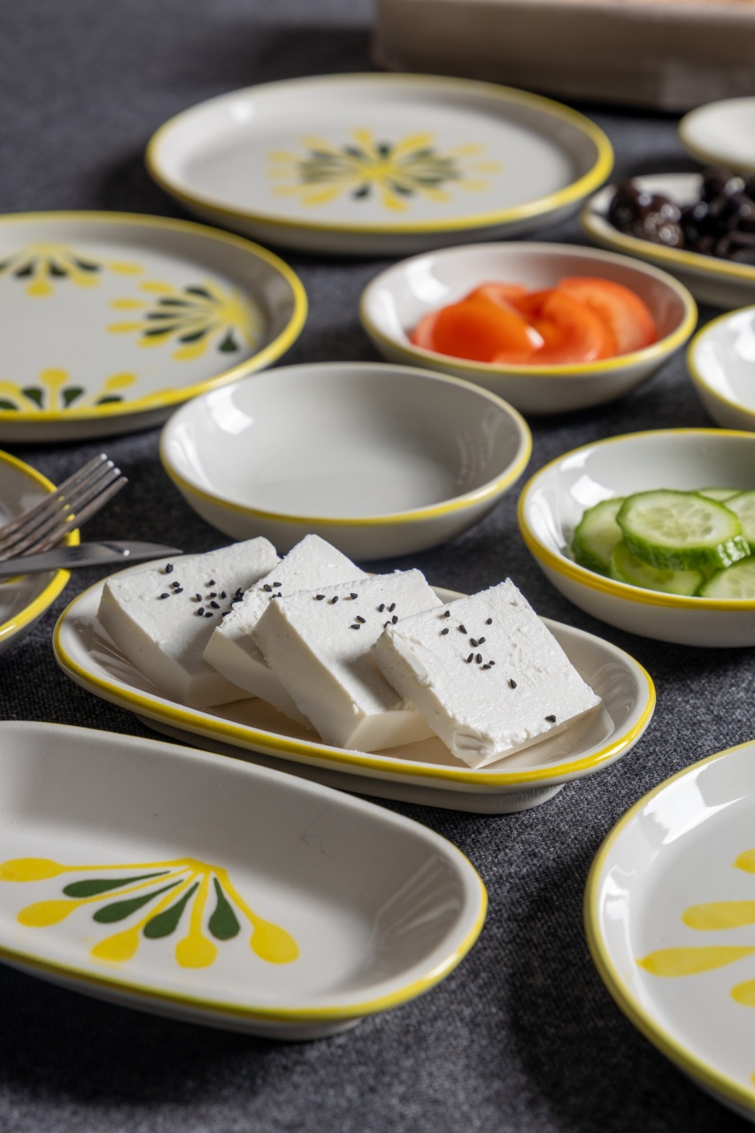 Set Farfurii (14 Bucati), Bits stone, UnicUtil, Culoarea Verde - 1 | YEO