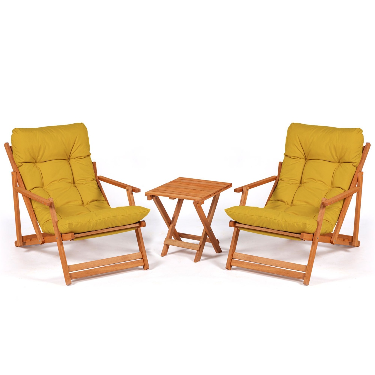 Set Gradina - Masa si Scaune (3 Bucati), Bundle echo, UnicUtil, Culoarea Galben Natural - 2 | YEO