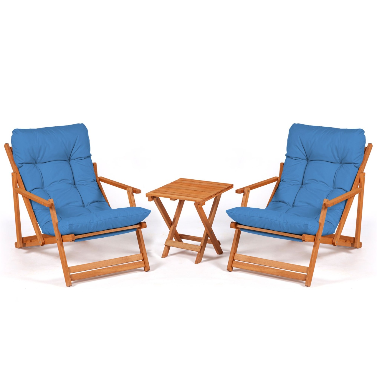 Set Gradina - Masa si Scaune (3 Bucati), Grove echo, UnicUtil, Culoarea Albastru Natural