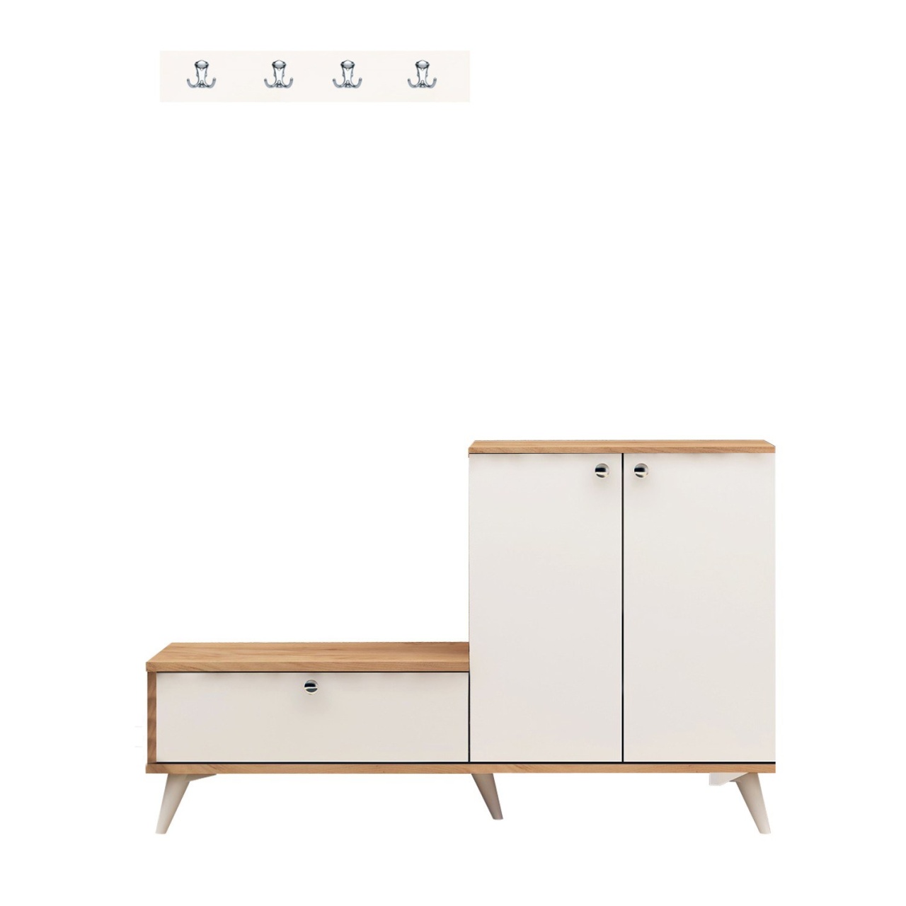 Stand de hol, Evva Design, UnicUtil, Stejar-Alb, Lățime: 120 cm, Înălțime: 76 cm, Adâncime: 30 cm - view 2