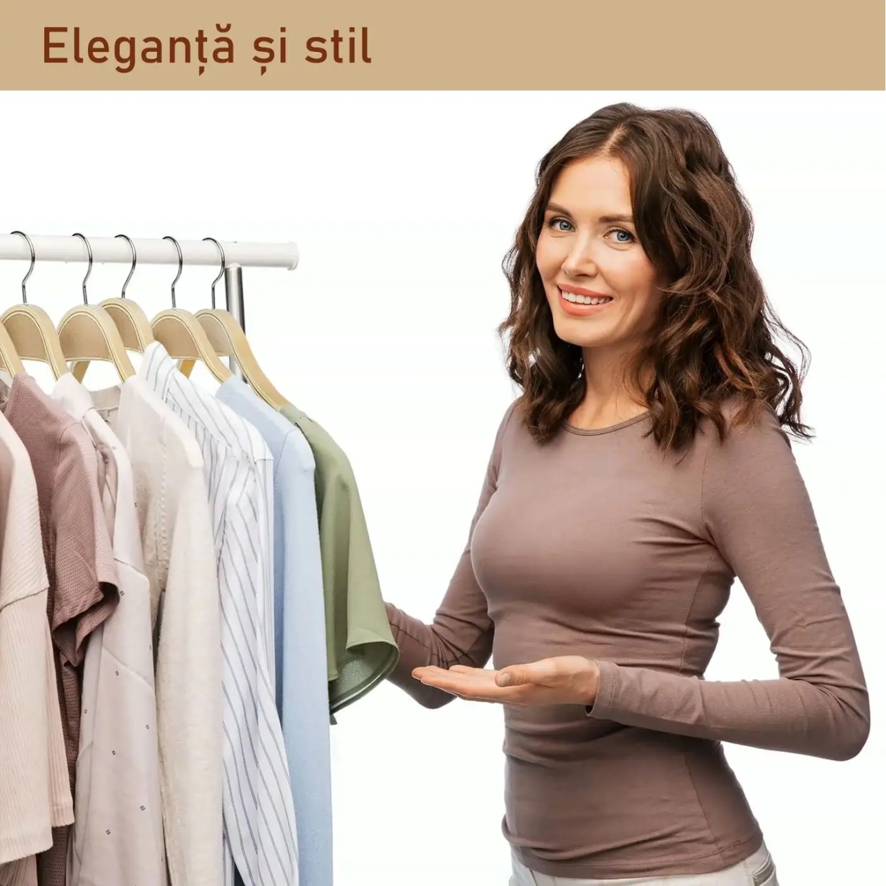 Umeraș din lemn cu margini de cauciuc anti-alunecare, pentru tricouri și bară pentru pantaloni, Natur, 1 bucata - imagine 5