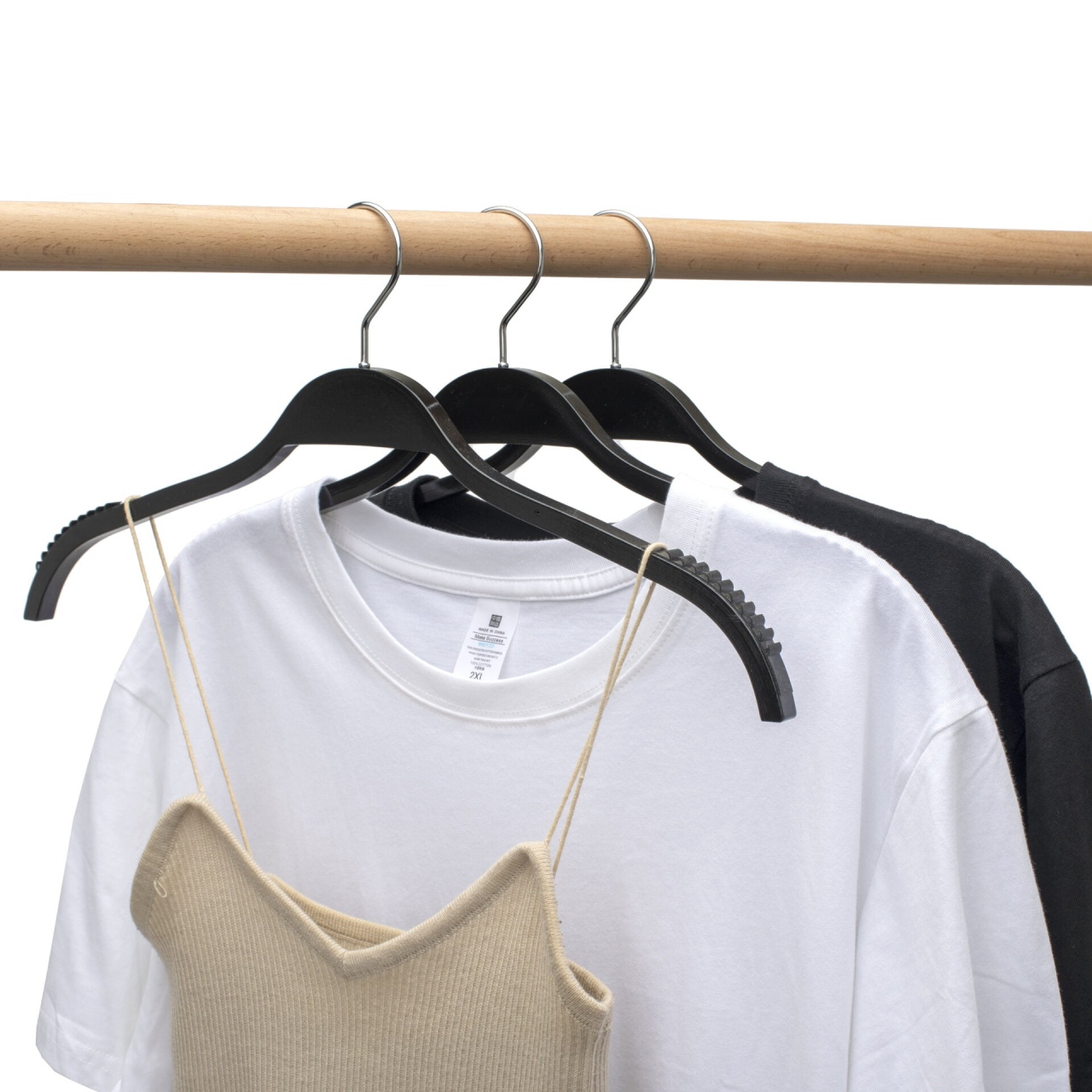 Umeraș din lemn, cu margini de cauciuc anti-alunecare si design modern, Negru, 1 bucata - imagine 2