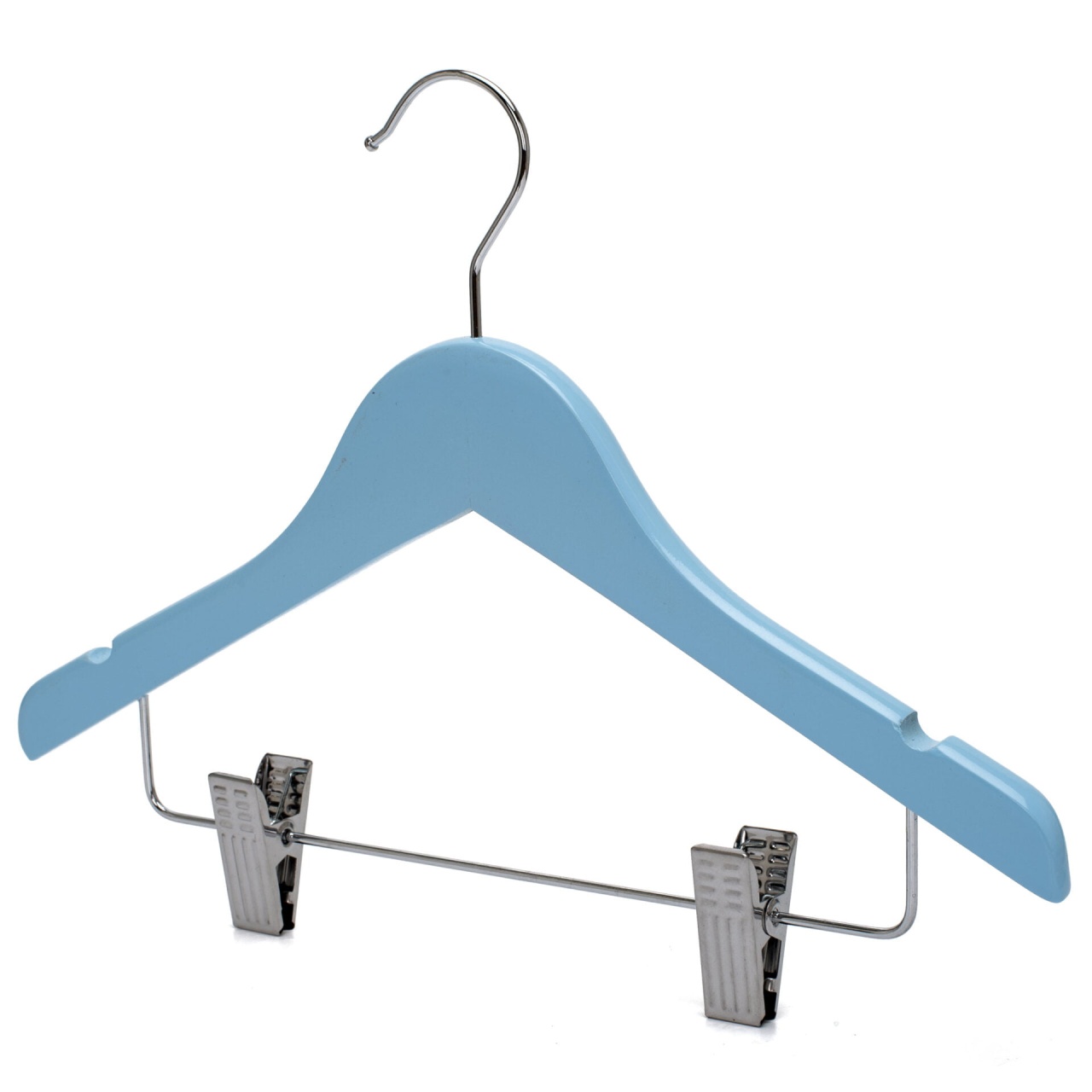 Umeraș din lemn de artar cu clip metalic, pentru copii, Albastru, 1 bucata - imagine 2