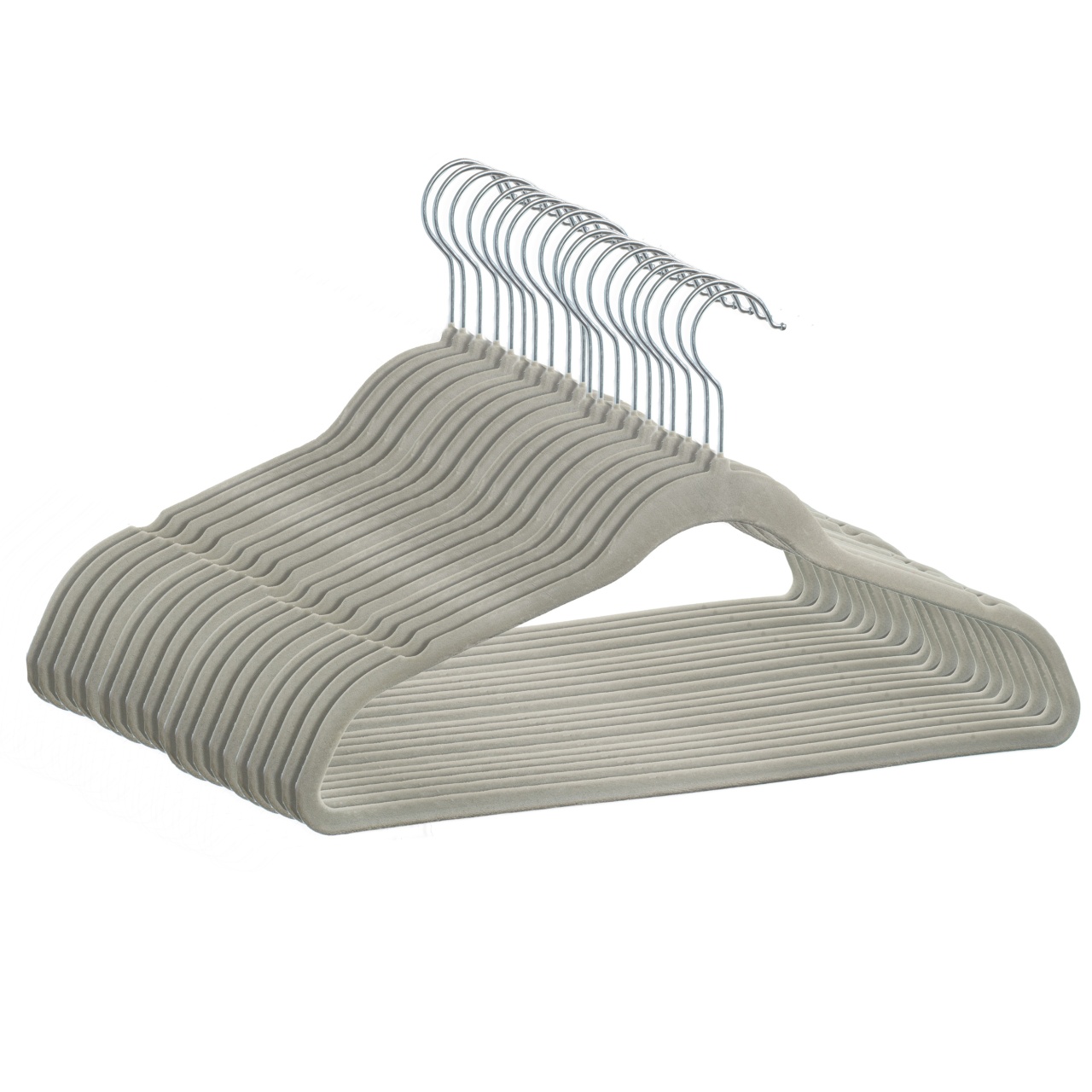 Umeraș din plastic dur acoperit cu catifea, Gri, 1 bucata - imagine 5