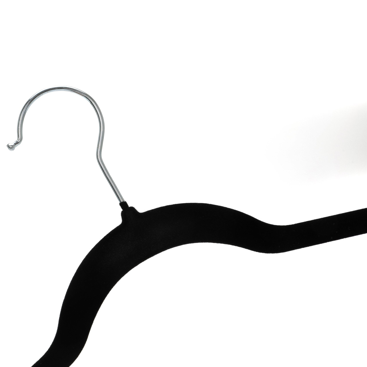 Umeraș din plastic dur acoperit cu catifea, Negru, 1 bucata - imagine 3