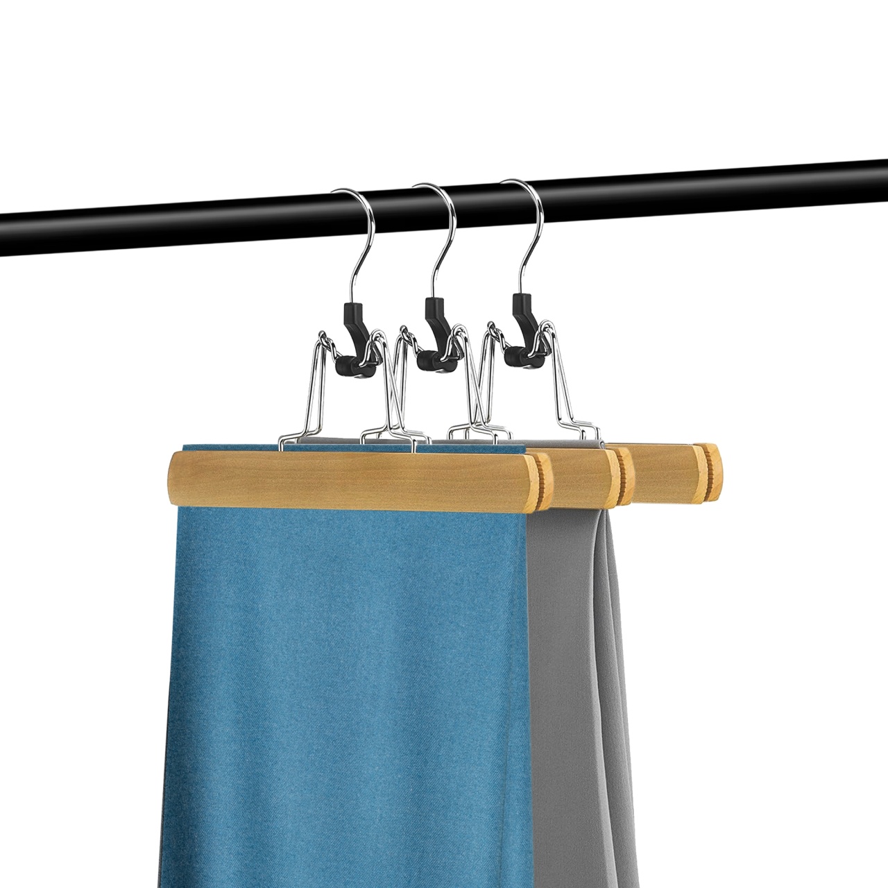 Umeraș FlikFlak din lemn, pentru Pantaloni/Fuste, Natur, 1 bucata - imagine 6