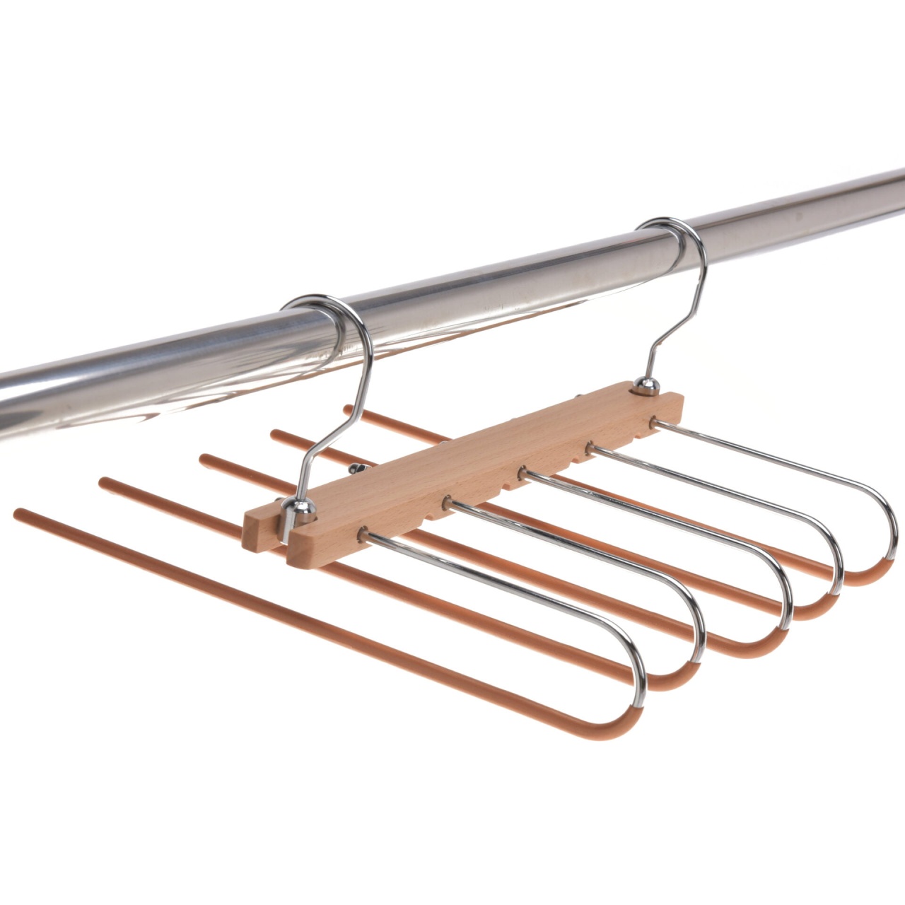 Umeraș pliabil din lemn, cu 5 brate, Natur, 1 bucata - imagine 2