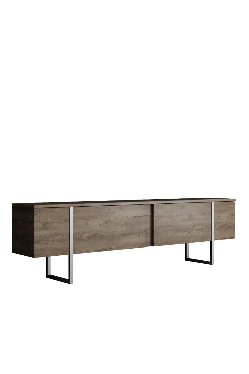 Unitate TV, Luxe Walnut, UnicUtil, Nuc-Argint, Lățime: 180 cm, Înălțime: 50 cm, Adâncime: 30 cm, 618BLY1252 - view 5