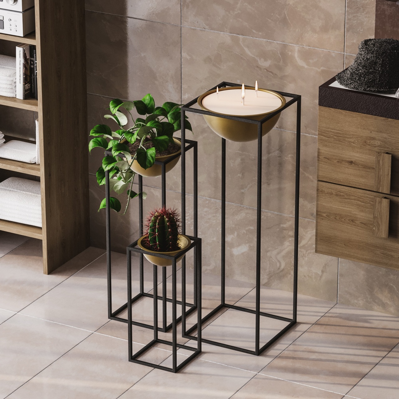 Vas Decorativ, Root drift, UnicUtil, Culoarea Negru Auriu - 1 | YEO